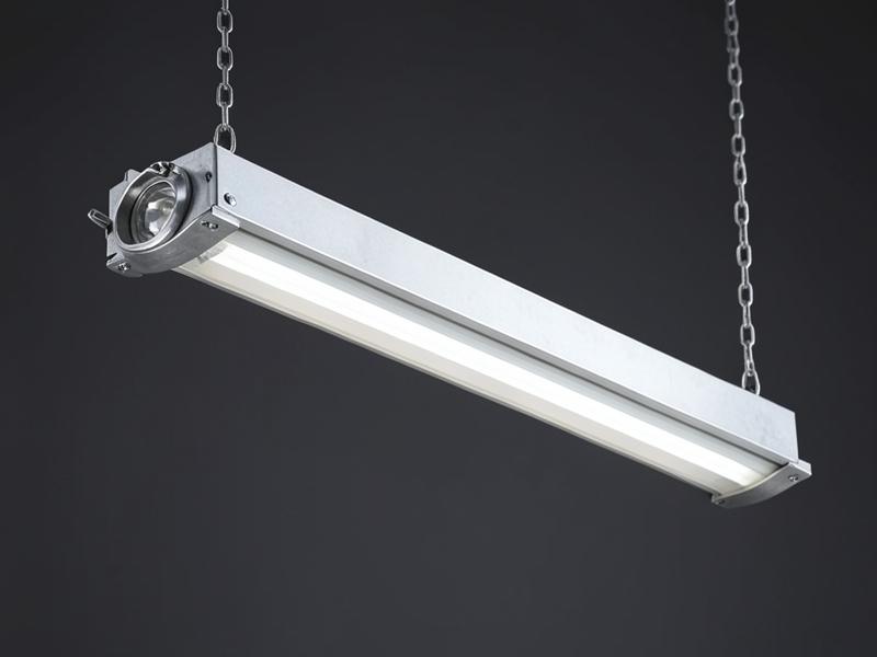 Linear LED high bay fixture with suspension chains